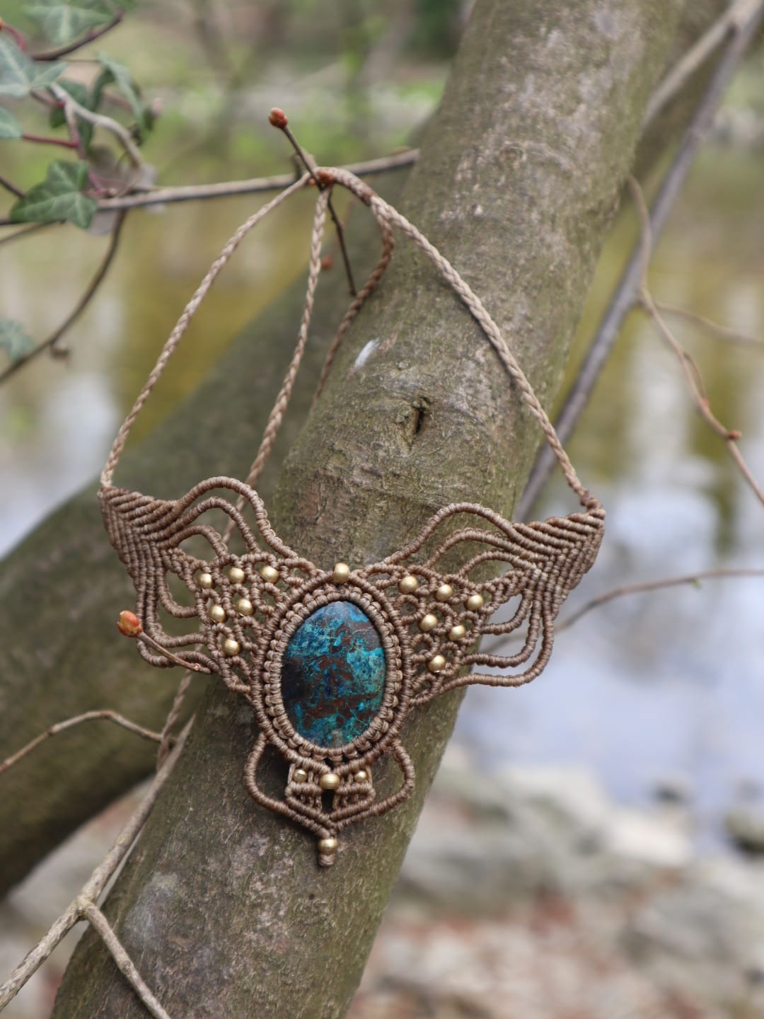 Beiges Makramee Collier
