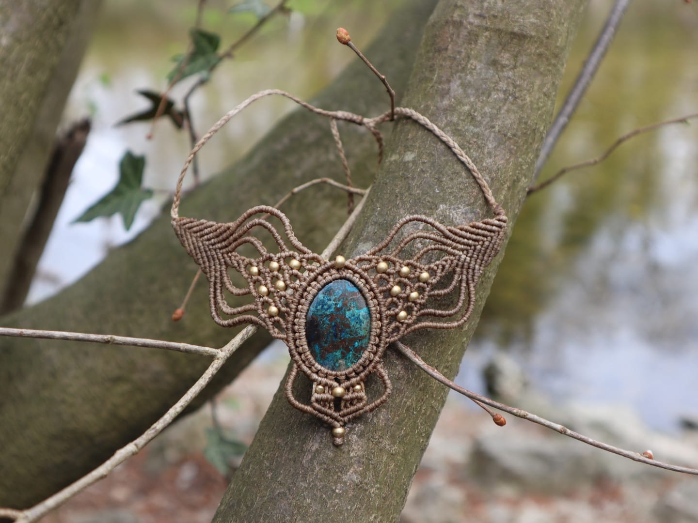 Beiges Makramee Collier