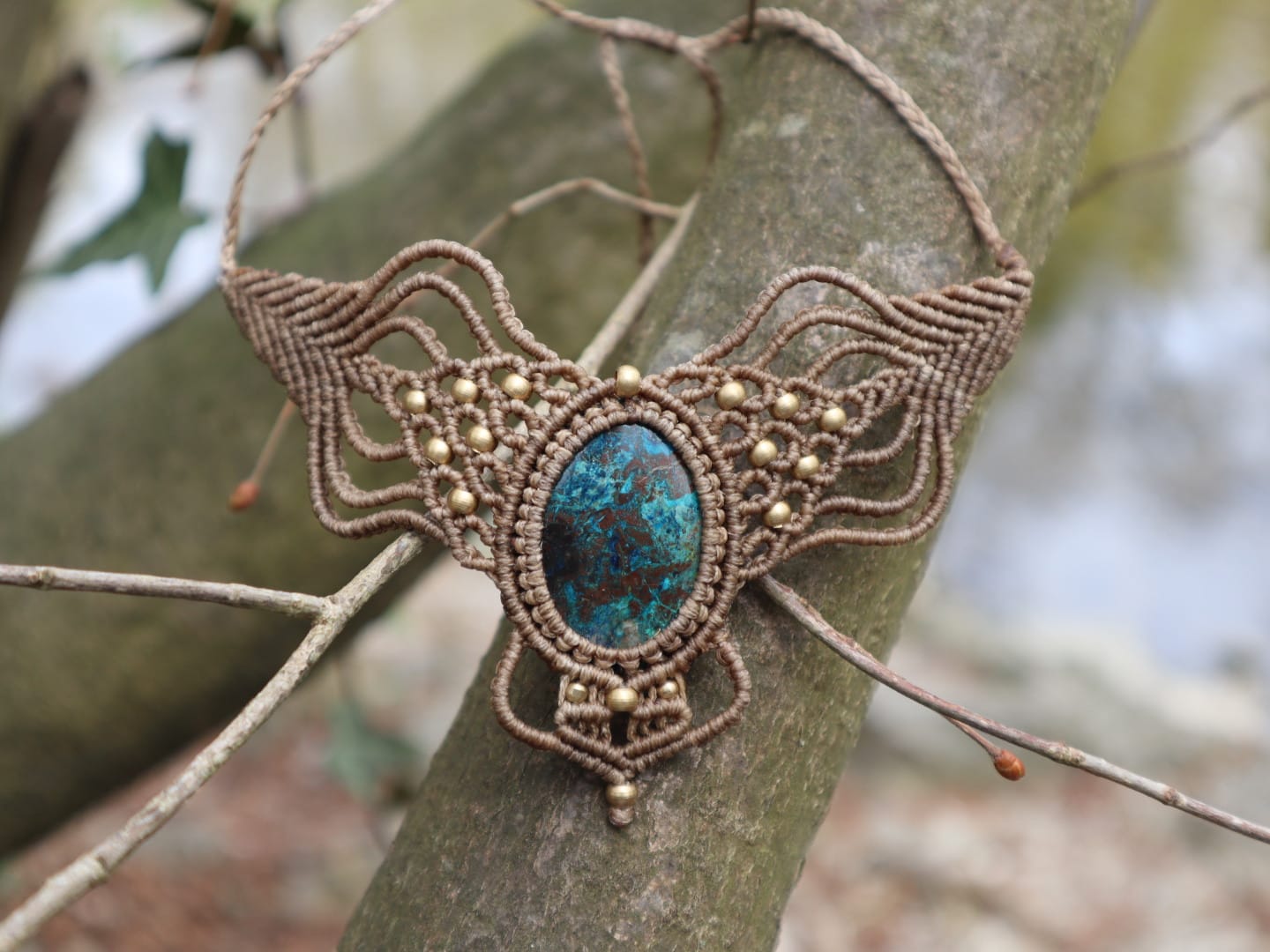 Beiges Makramee Collier