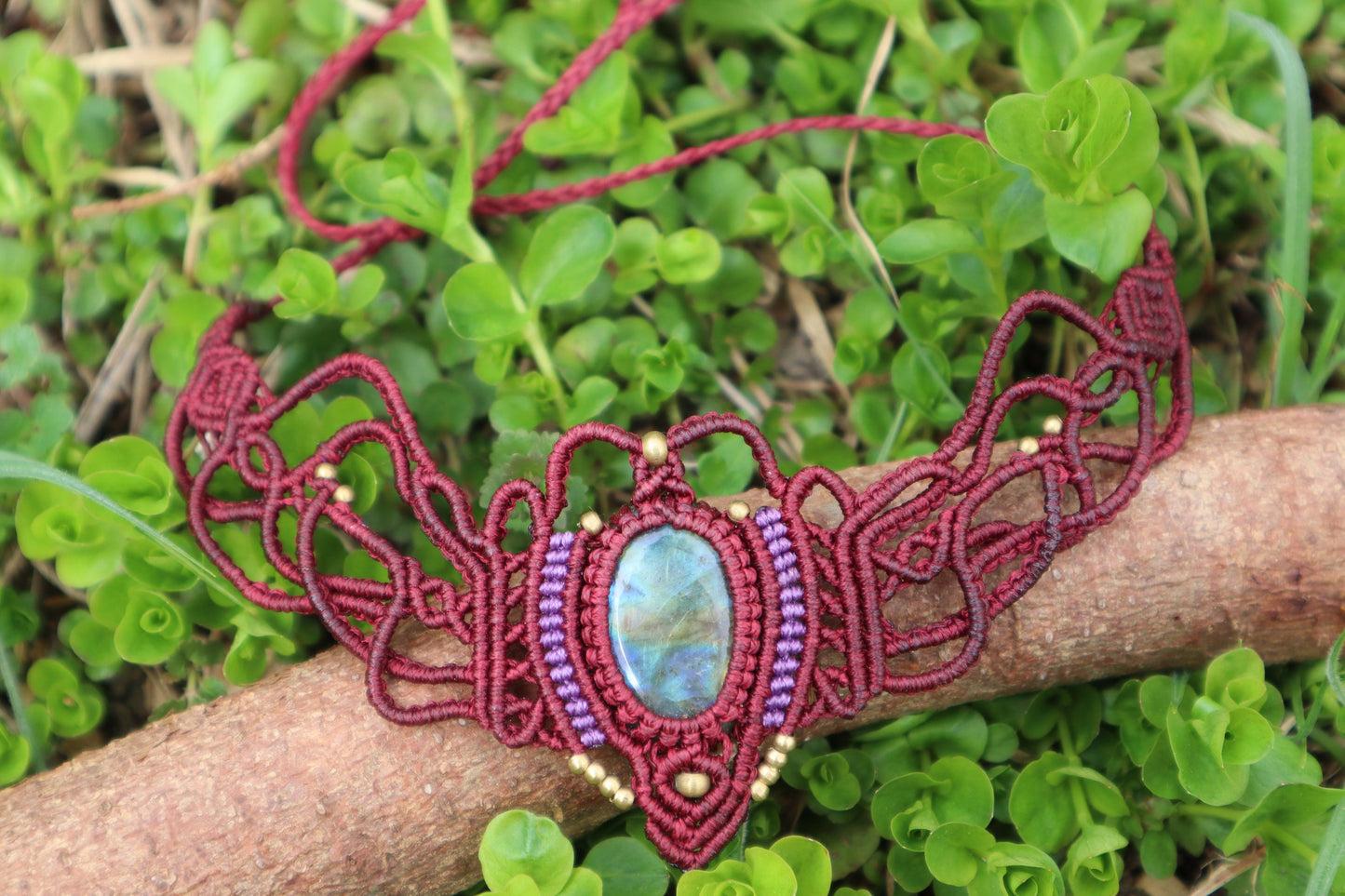 Makramee Collier mit Labradorit,