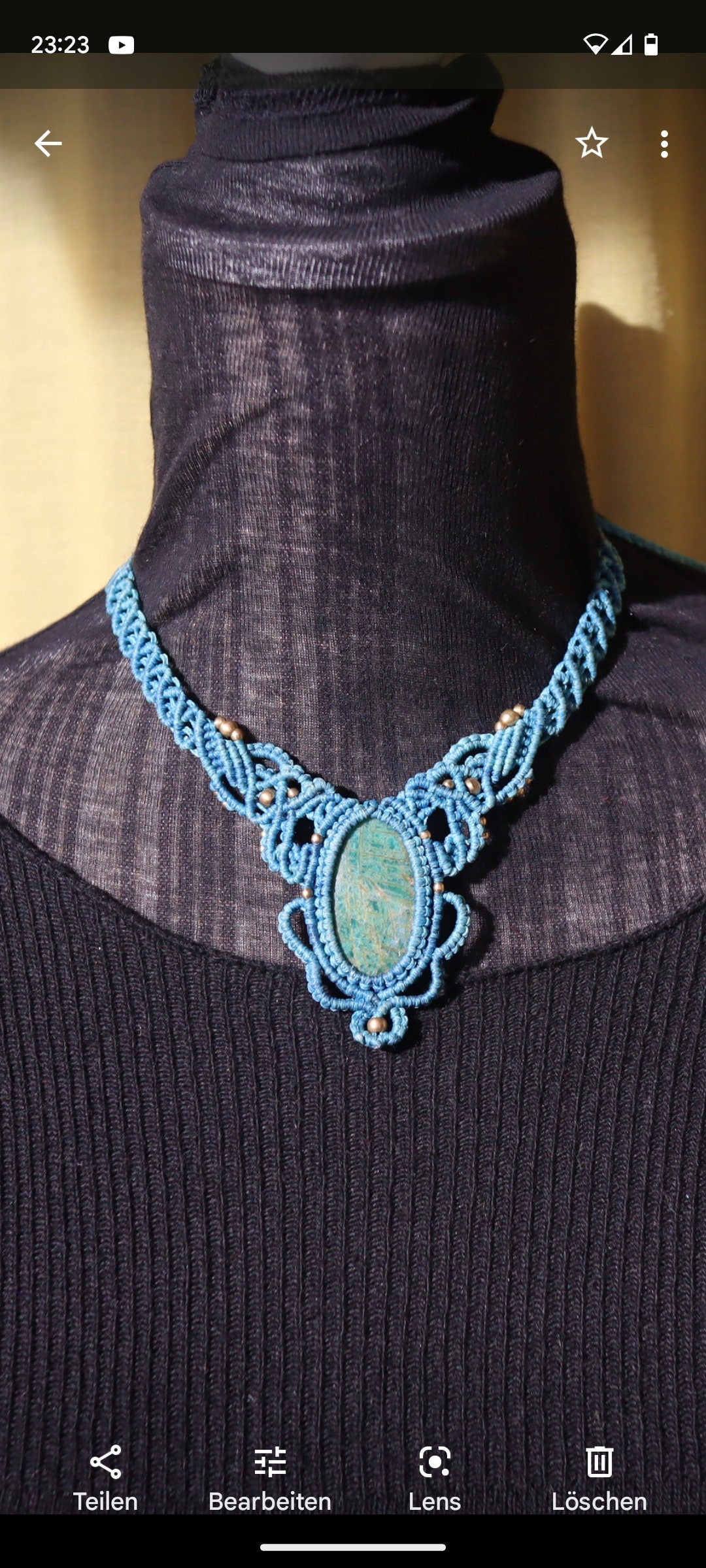 Türkisblaues Macramee Collier mit Amazonit