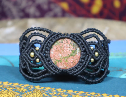 Chakrenstein Armband, Macramearmband Labradorit, Blumen Jaspis