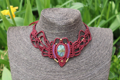 Makramee Collier mit Labradorit,