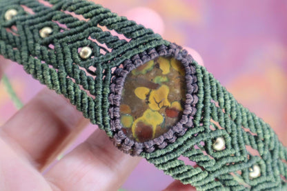Chakrenstein Armband, Macramearmband Labradorit, Blumen Jaspis