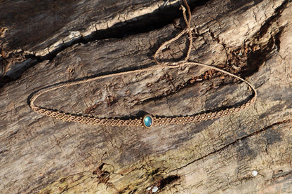 Beiges Macramee Chokerband mit Labradorit, Makramee Halsband, Choker, Festival, Elfenschmuck